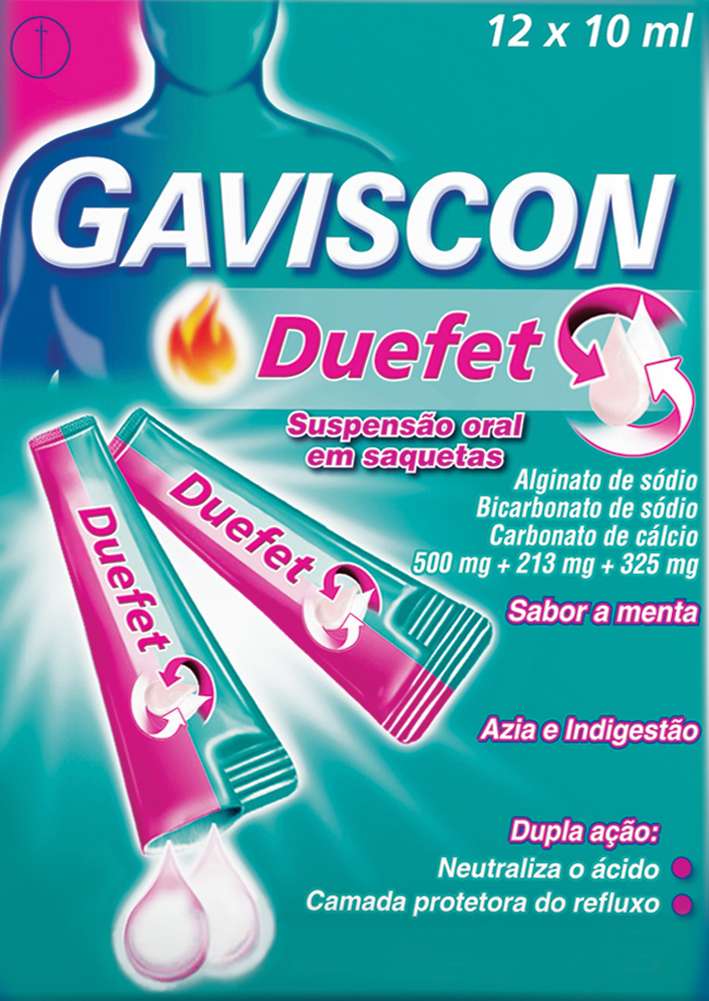 Gaviscon Duefet, 500/213/325 Mg Suspensão Oral Carteiras (X12 Unidades)