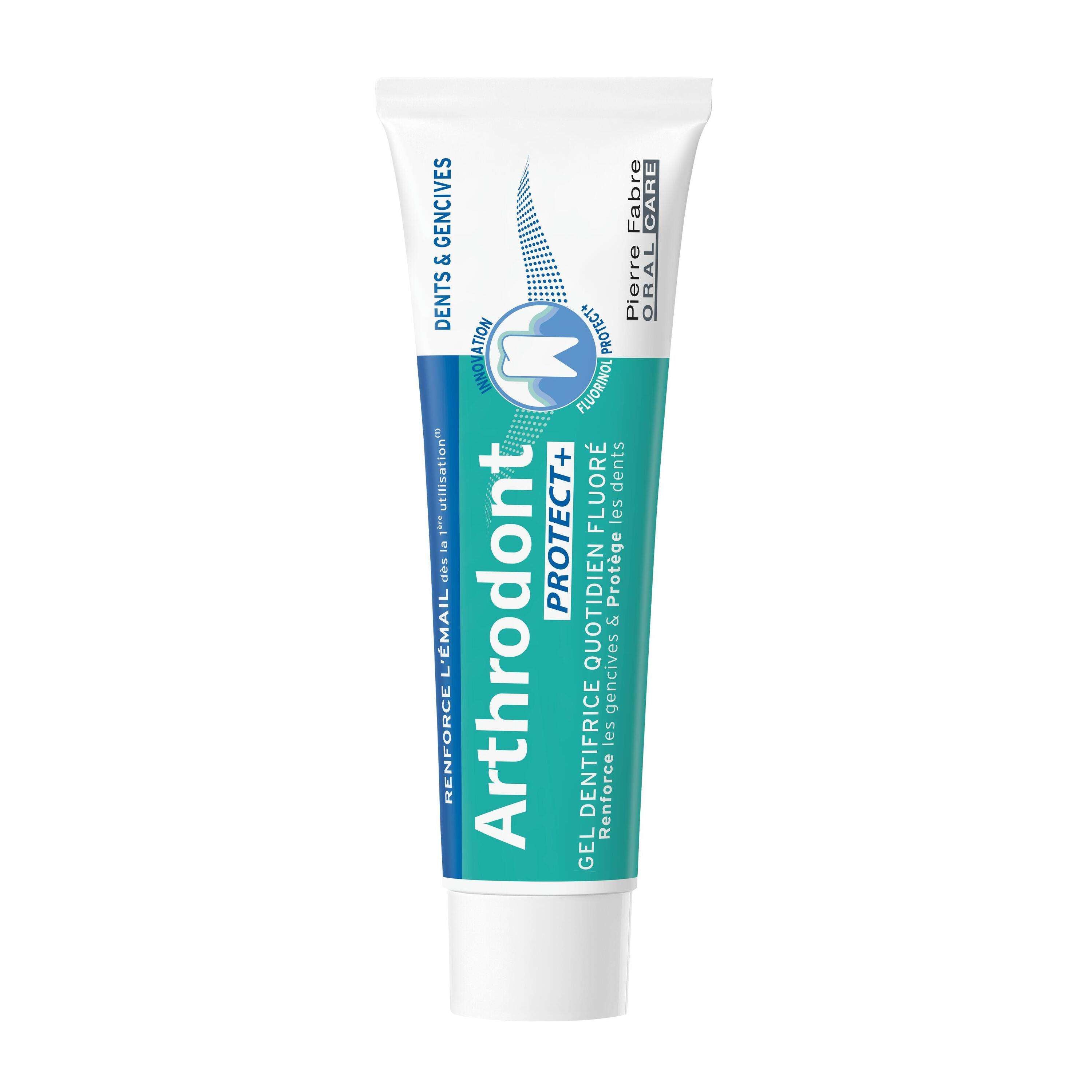Arthrodont Protect + Gel dentífrico diário com flúor para proteção das gengivas e dos dentes 75 ml