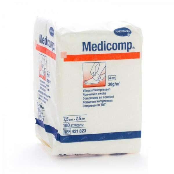 MEDICOMP CPSSA 7,5X7,5 CM X 100 COMPRESSA