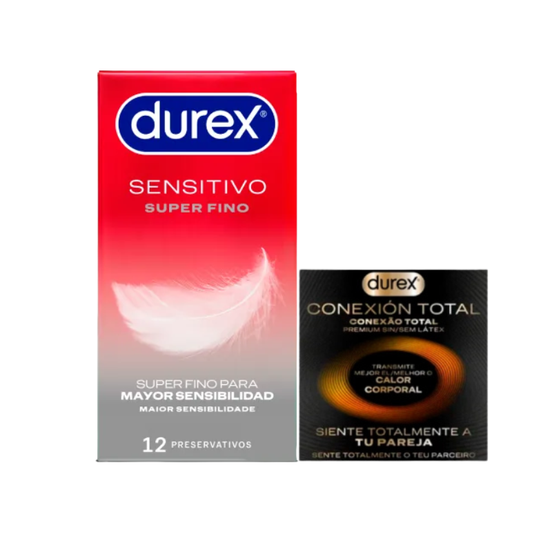 Durex Sensitive Super Fino (x12 preservativos) + Conexão Total (x3 preservativos)
