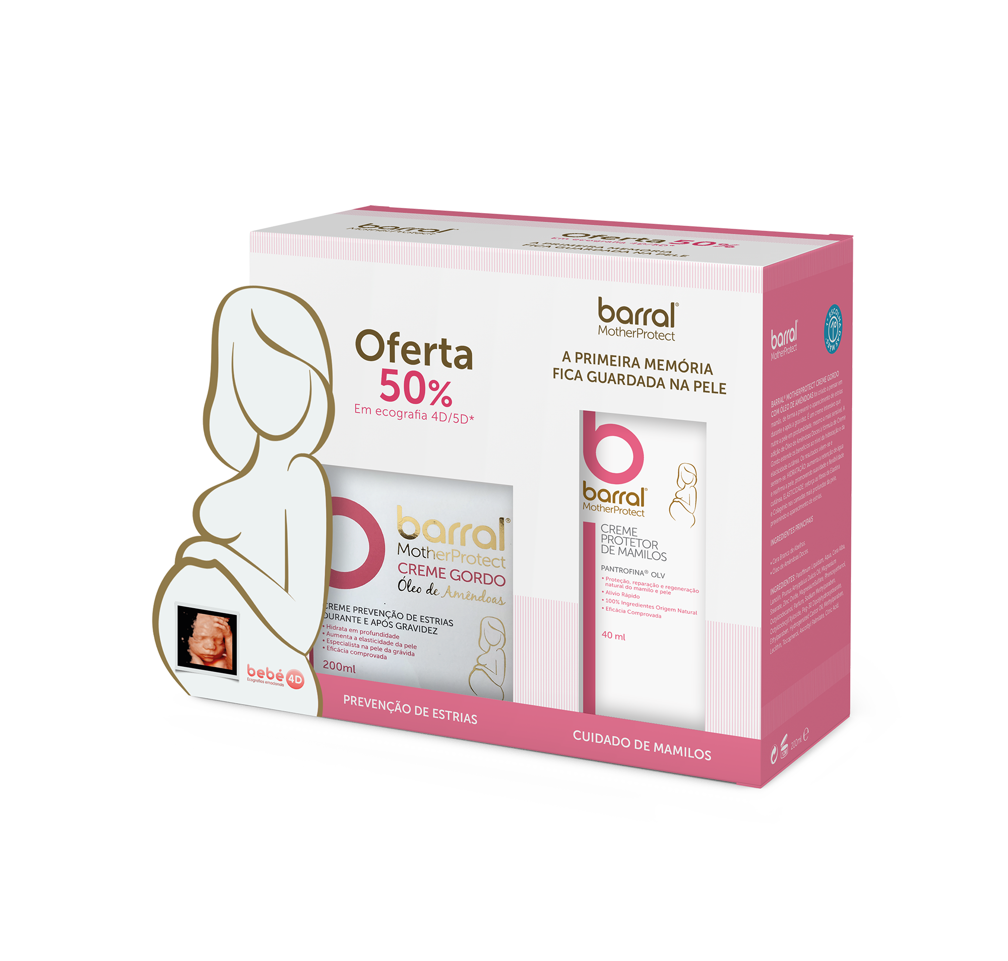 Barral Motherprotect Creme Gordo Óleo de Amêndoas 200ml + Creme Protetor de Mamilos 40ml com desconto de 50%