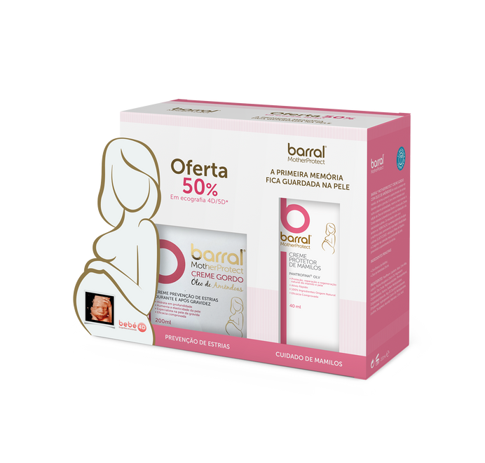 Barral Motherprotect Creme Gordo Óleo de Amêndoas 200ml + Creme Protetor de Mamilos 40ml com desconto de 50%