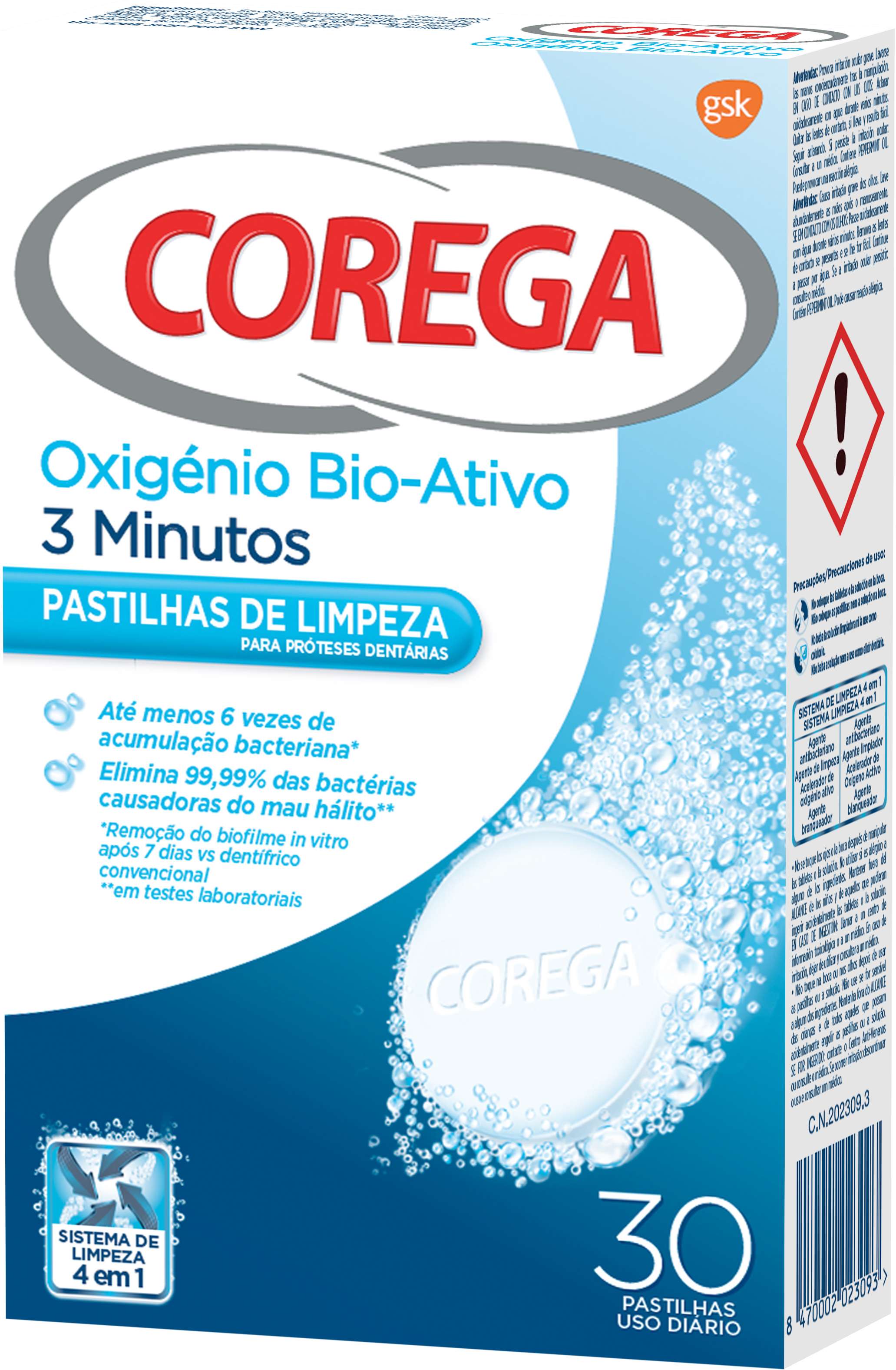 COREGA BIO ACTIVO PST PROTESE X 30