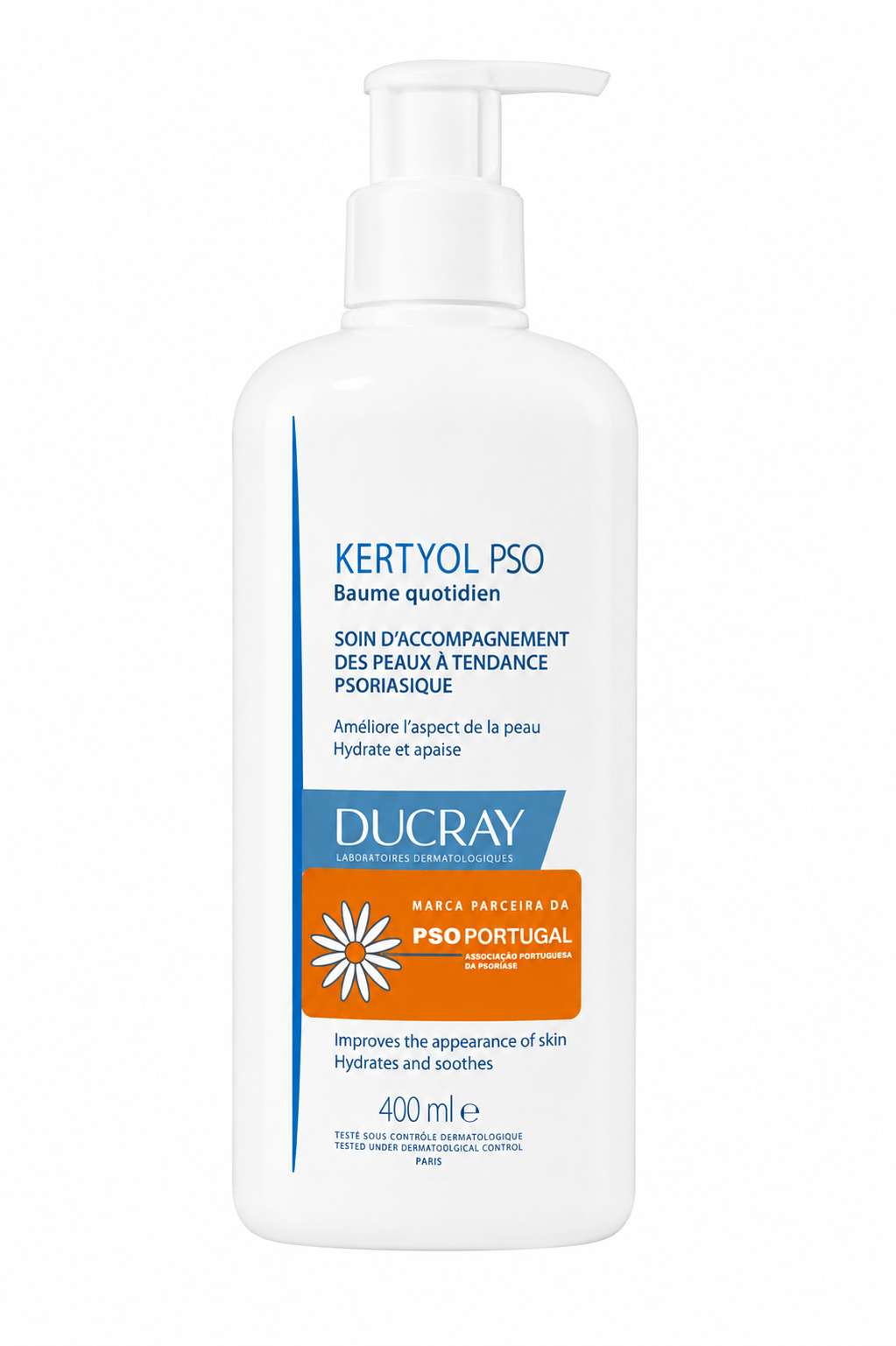 Ducray Bálsamo Hidratante Diário Kertyol PSO, cuidado hidratante da pele com tendência a psoríase 400 ml