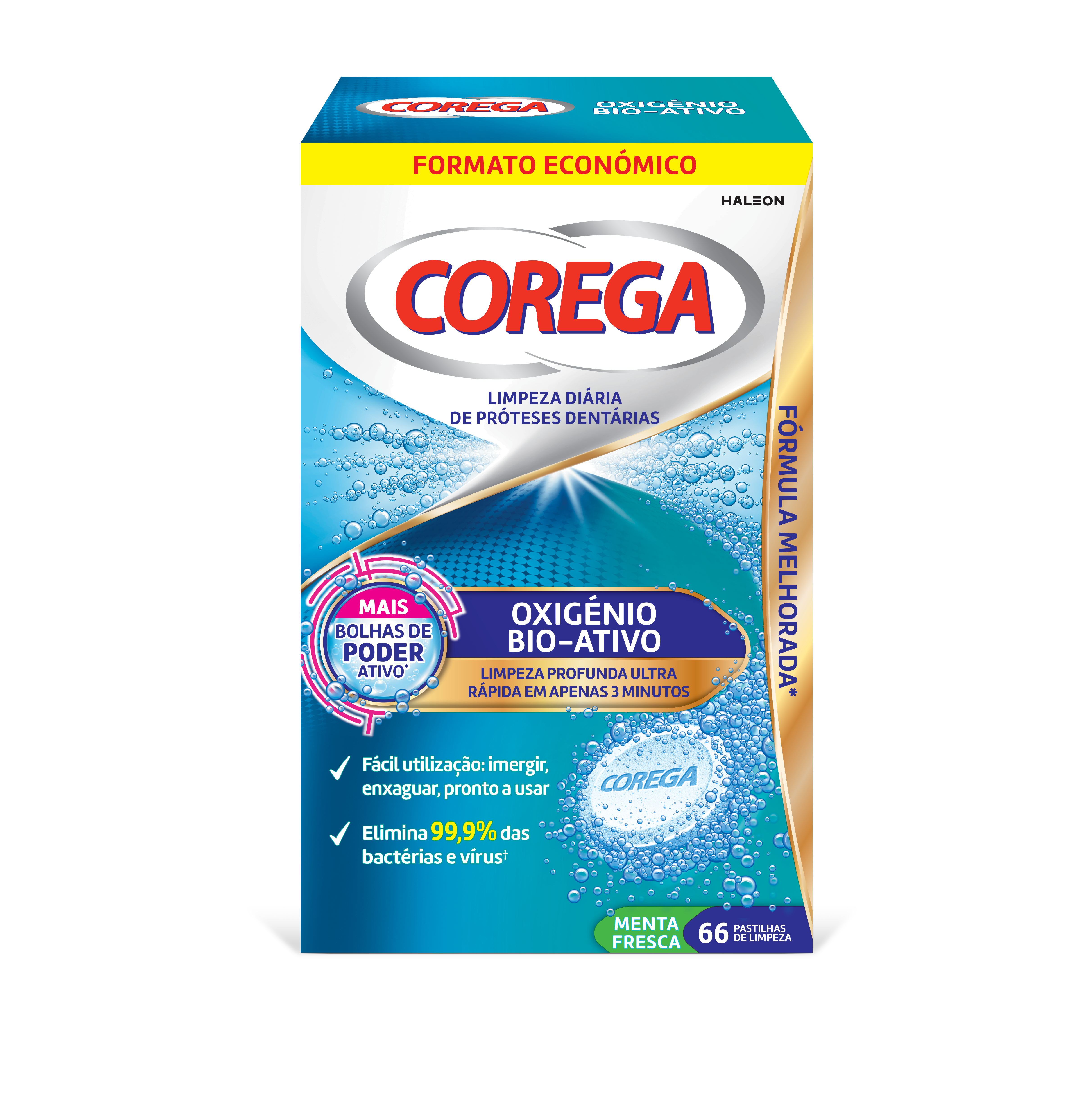 Corega Oxigénio Bio-ativo Pastilha Limpeza Prótese Dentes, 66Unidade(s)