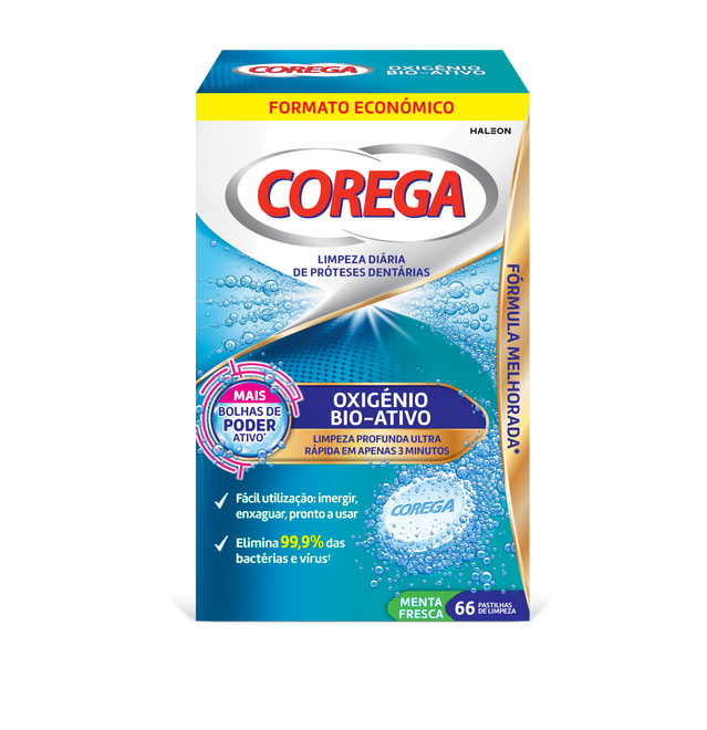 Corega Oxigénio Bio-ativo Pastilha Limpeza Prótese Dentes, 66Unidade(s)
