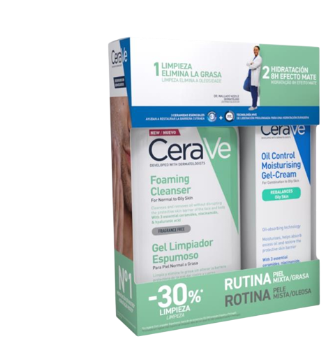 Cerave Gel Espuma de Limpeza 473mL + Oil Control Gel-Creme Hidratante 52mL