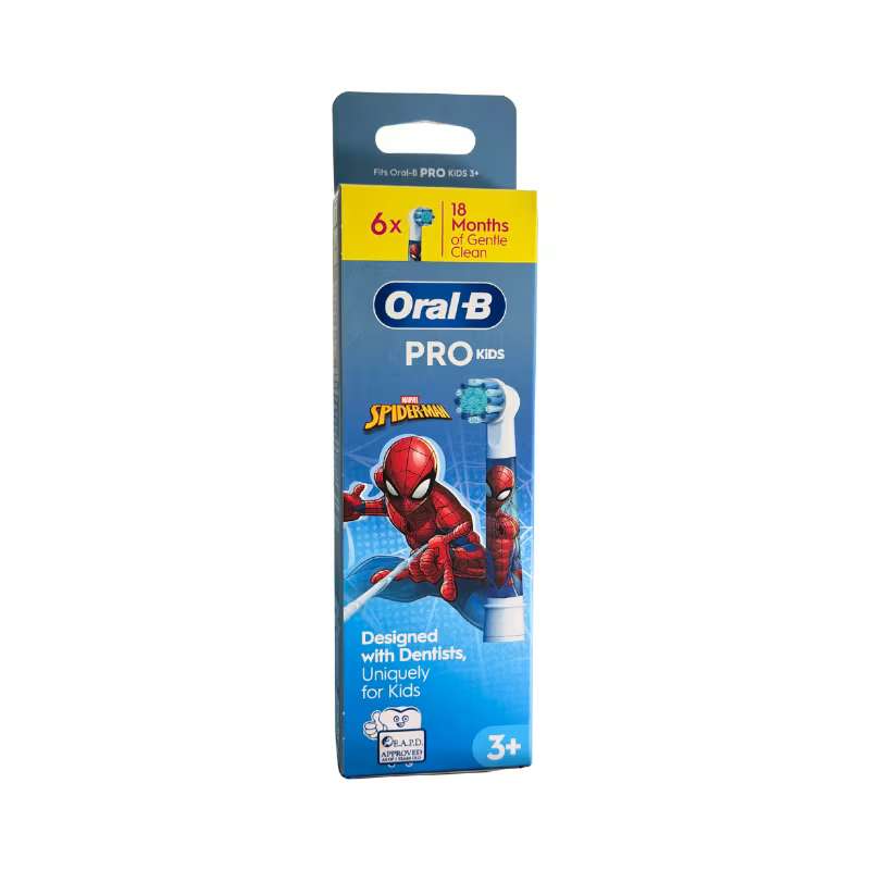 Oral-B Pro Kids Recarga Escova Elétrica Spider-Man 3+ – 6 Unidades