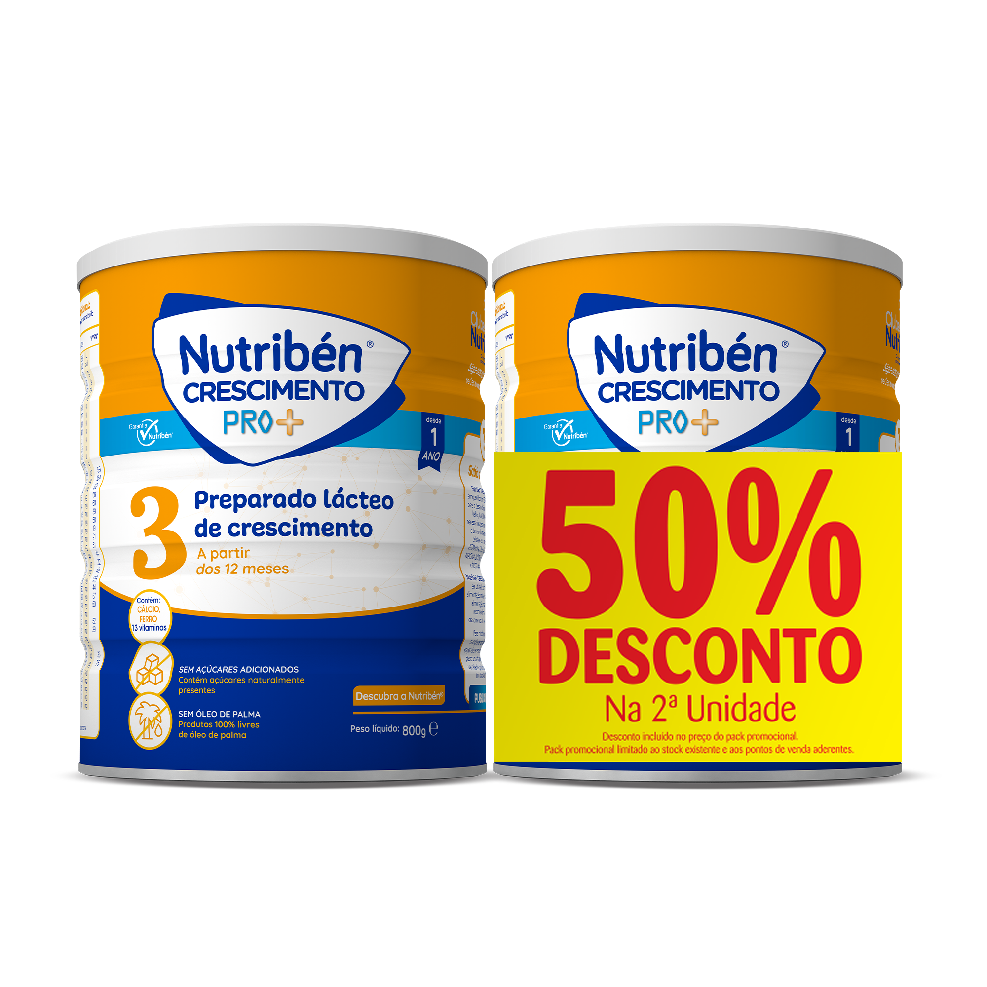 Nutribén Crescimento Pró+3 800g + 50% desconto na 2ª unidade