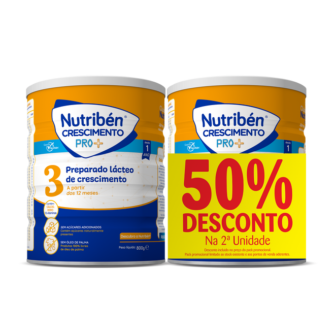 Nutribén Crescimento Pró+3 800g + 50% desconto na 2ª unidade