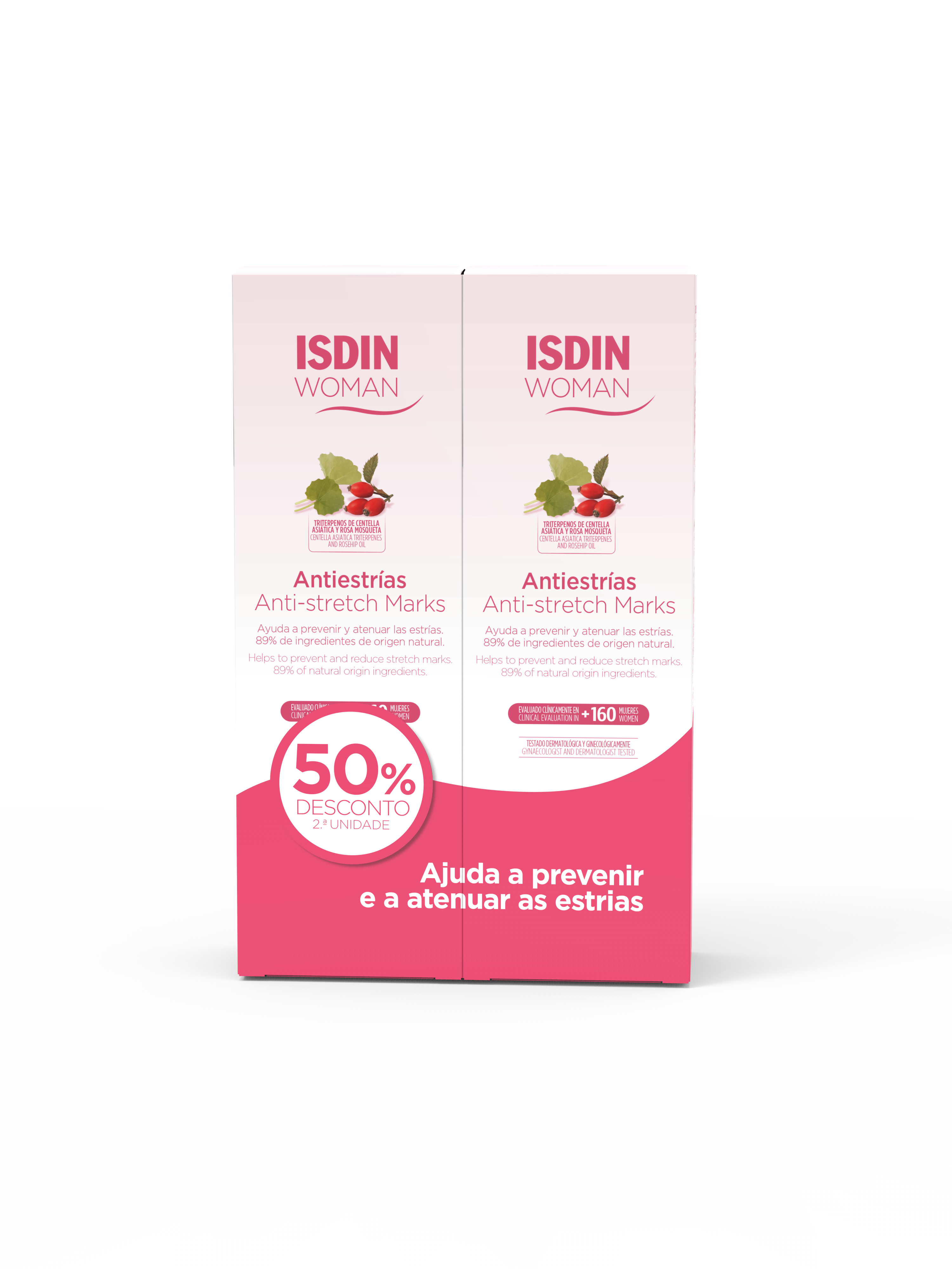 ISDIN Woman Duo Creme Corpo Antiestrias 2X250ml- Creme para ajudar a prevenir e atenuar as estrias