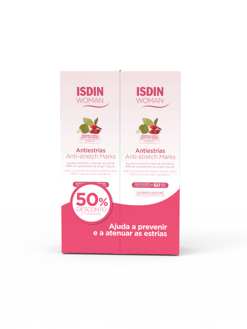 ISDIN Woman Duplo Creme Corpo Antiestrias 2X250ml 2ª 50%- Creme para ajudar a prevenir e atenuar as estrias