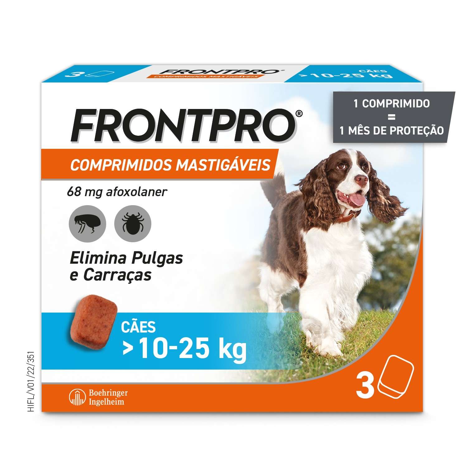 Frontpro 68mg Cães 10-25Kg Comprimidos Mastigáveis x3