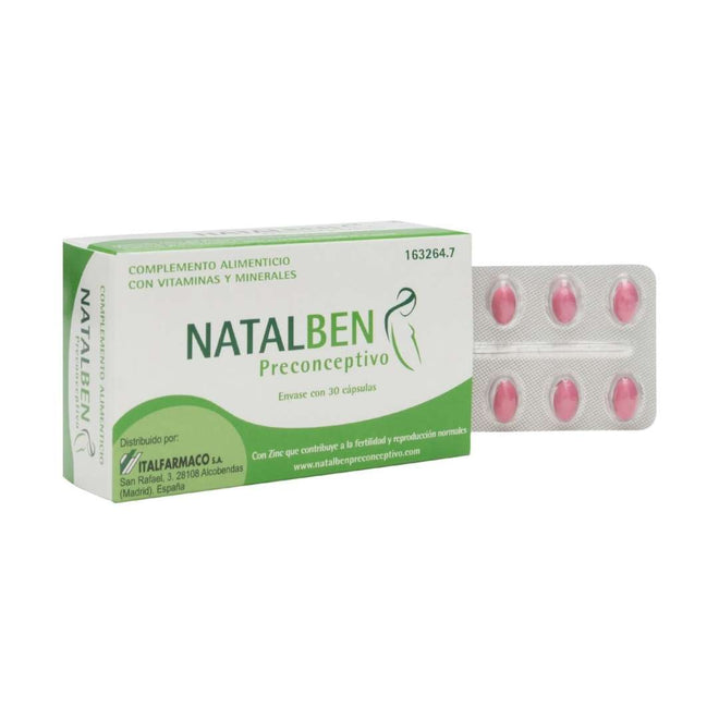NATALBEN PRECONC CAPS X 30 CIANOCOBALAMINA (VITAMINA B12)