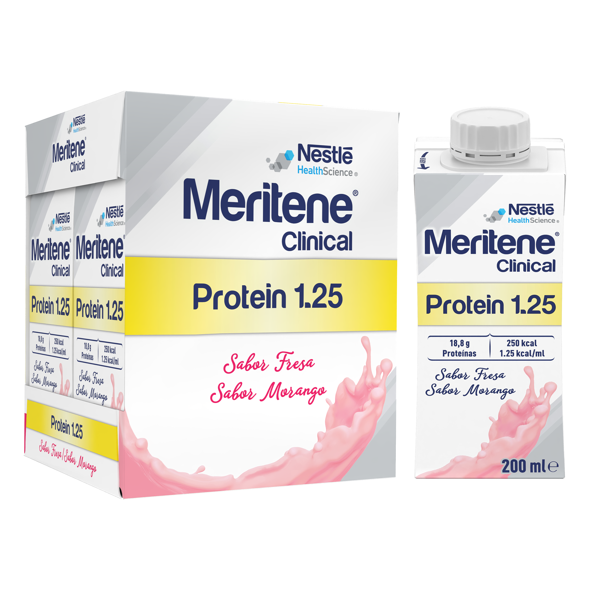 Meritene Clinical Protein 1.25 solução Morango - 200ml (x4 unidades)