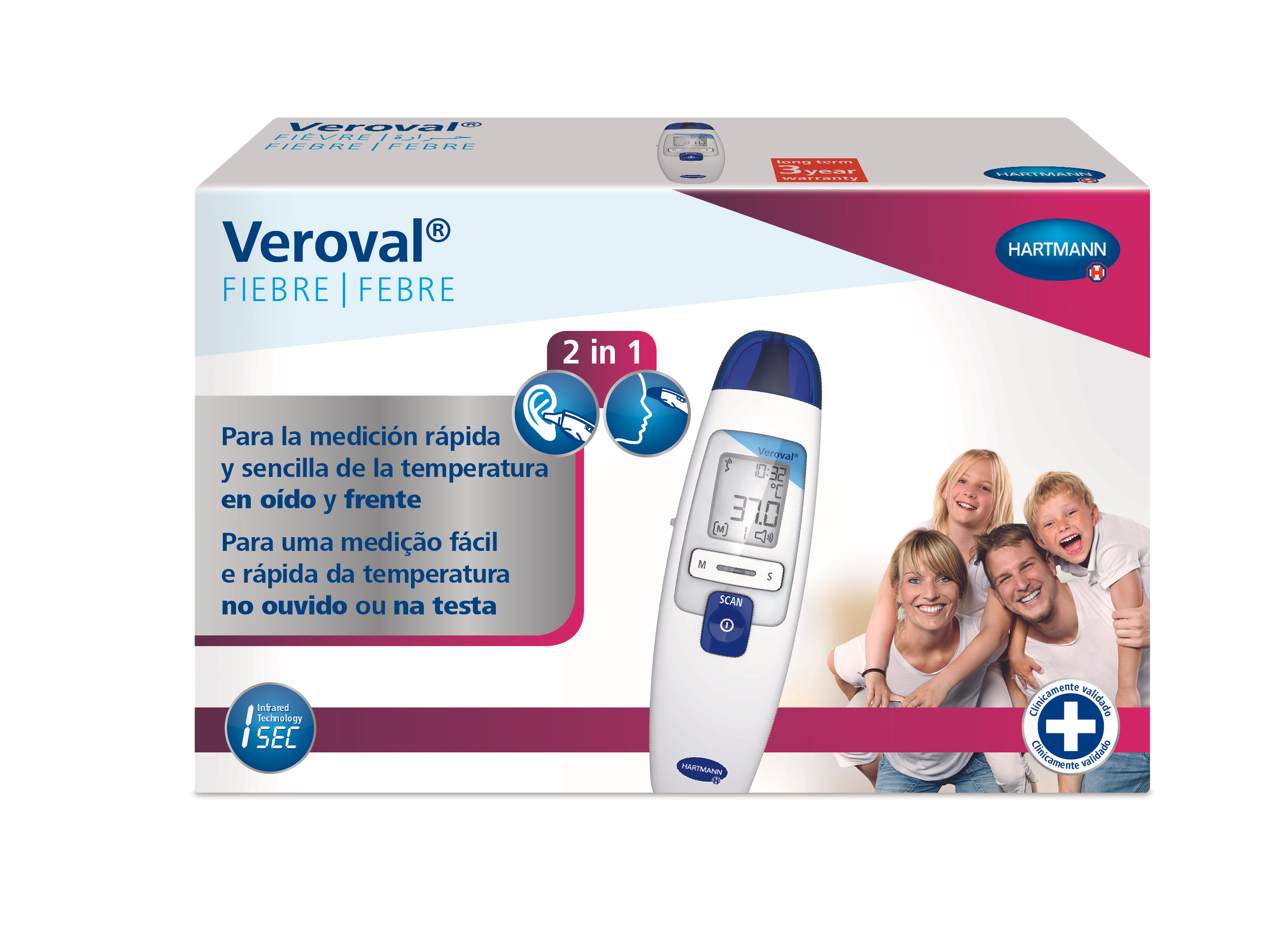 Veroval Febre Termómetro IV 2/1 Ouvido/Testa, 1Unidade(s)
