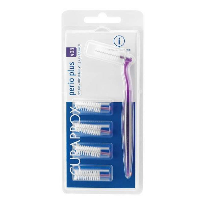 Curaprox Perio Plus Kit Escovilhão Interdental CPS Perio 408 x5 + Cabo UHS 451